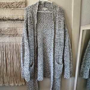 Ava & Viv Gray Cardigan Sweater with Chunky Knit and Relaxed Fit